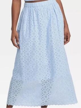 Target Universal Thread Light Blue Eyelet Midi Skirt - Women's